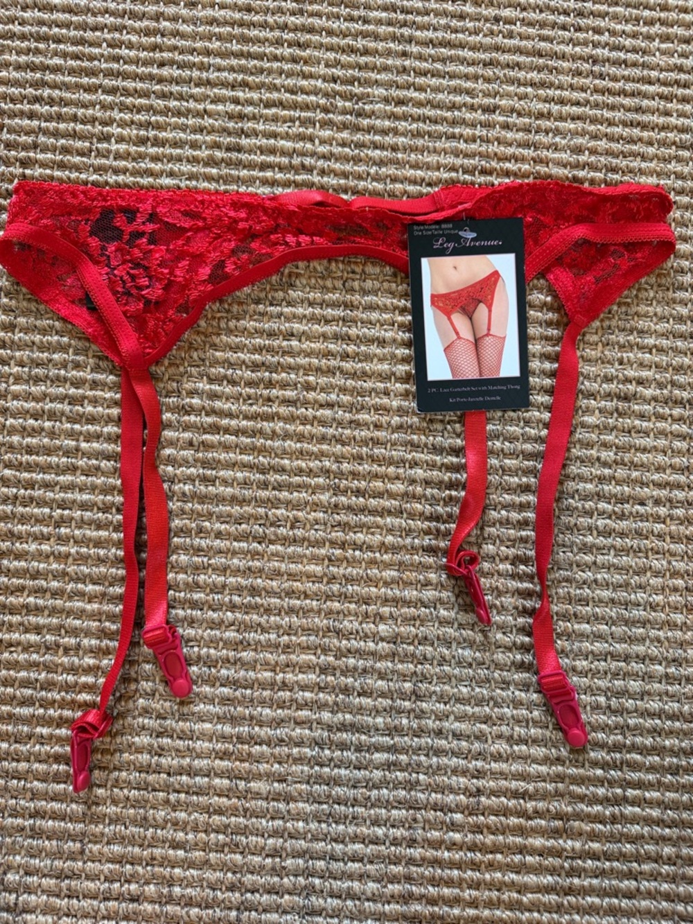 Leg Avenue Red Lace Garter Belt with Adjustable Straps